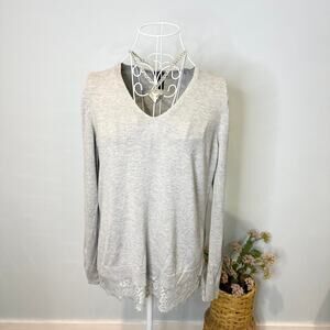 Cute layered lace gray sweater